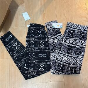 Amelia James Black and White Patterned Leggings - Set of 2